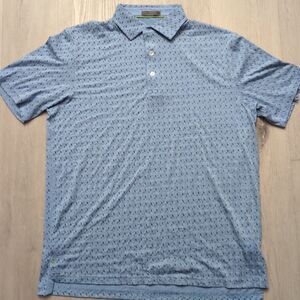 Tasc Polo Men’s Size Medium Blue AOP Short Sleeve Stretch Performance Tasc